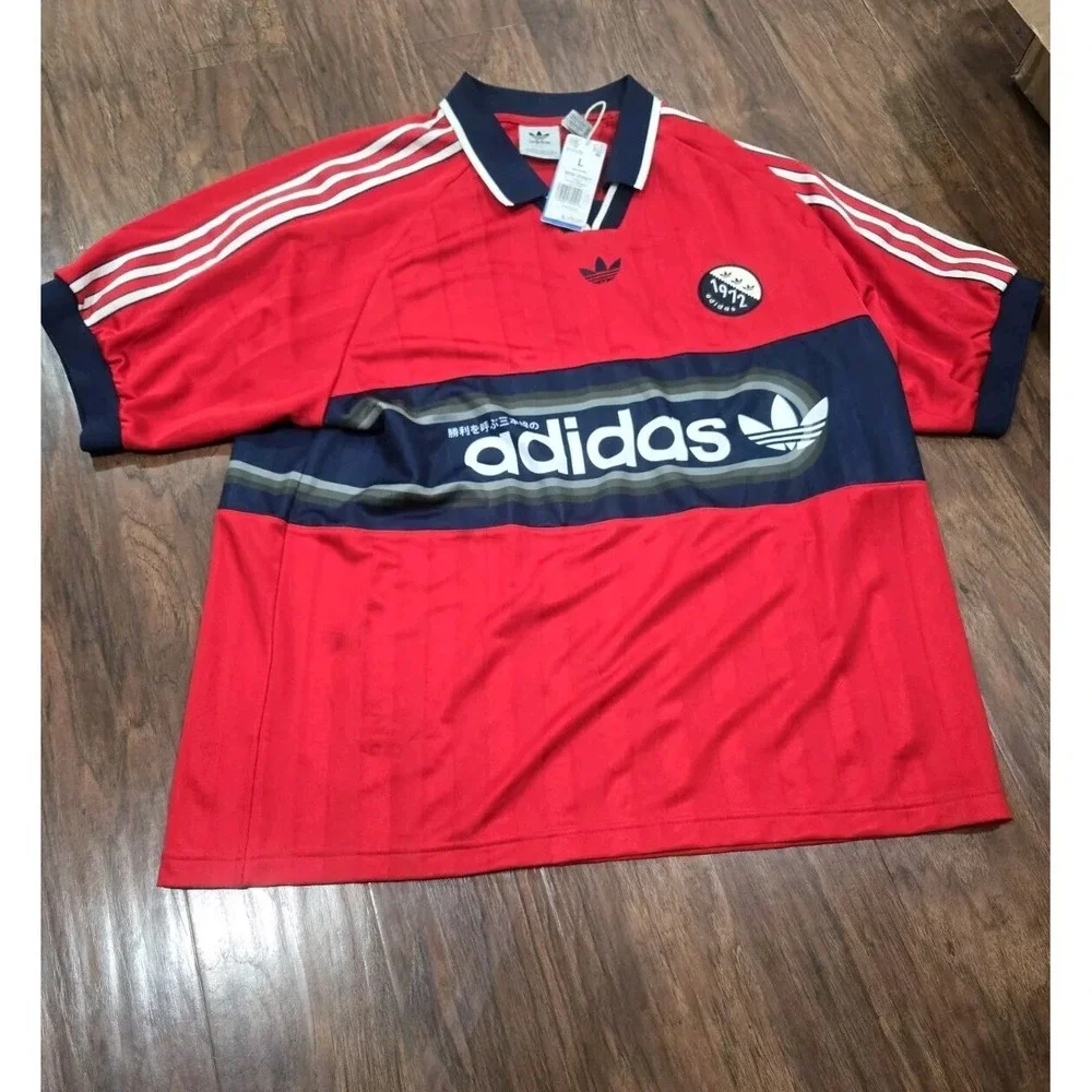 Vitg  1972 Adidas Shirt NEW Size Large USA Red White Blue With The 3 Stripes